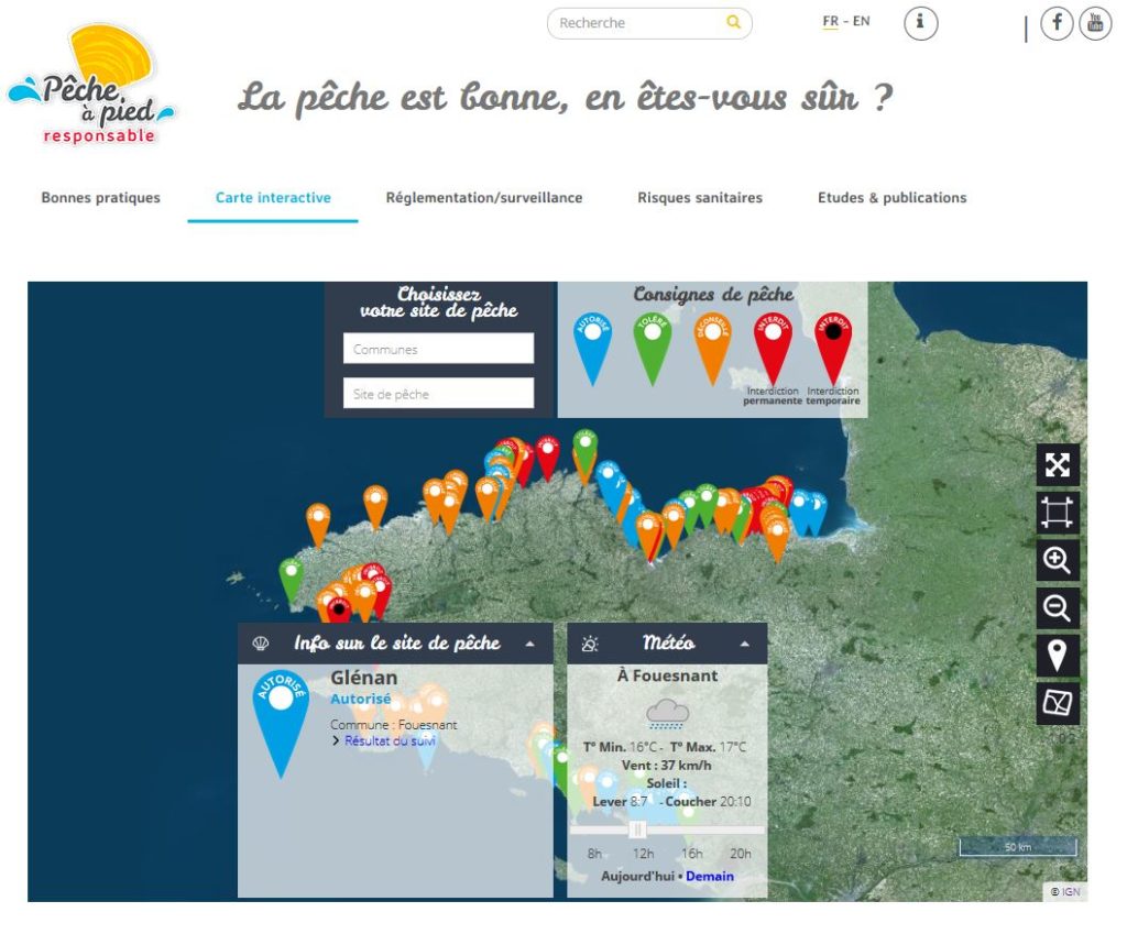 Geofit réalise le nouveau service de geoportail de pecheapied-responsable.fr