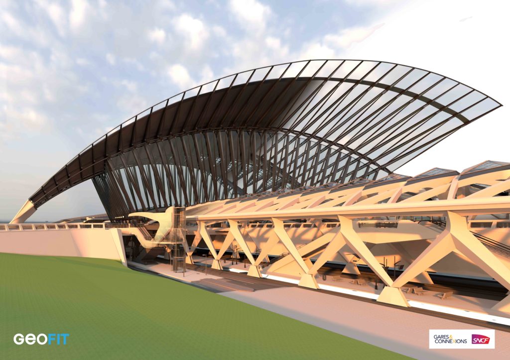Sollicité par AREP et Gares&Connexions / SNCF, GEOFIT a réalisé les relevés et la modélisation de la Gare SNCF de Lyon Saint-Exupéry.
