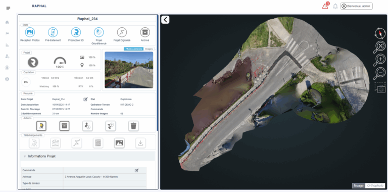 Visuel de la plateforme RAPHAL, solution de détection de réseaux pour une reconstruction 3D géoréférencée