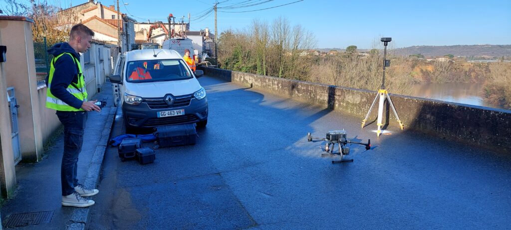 Drone GEOFIT Rodez Utilisation du drone par GEOFIT Rodez après l'effondrement de la rue de gardès
