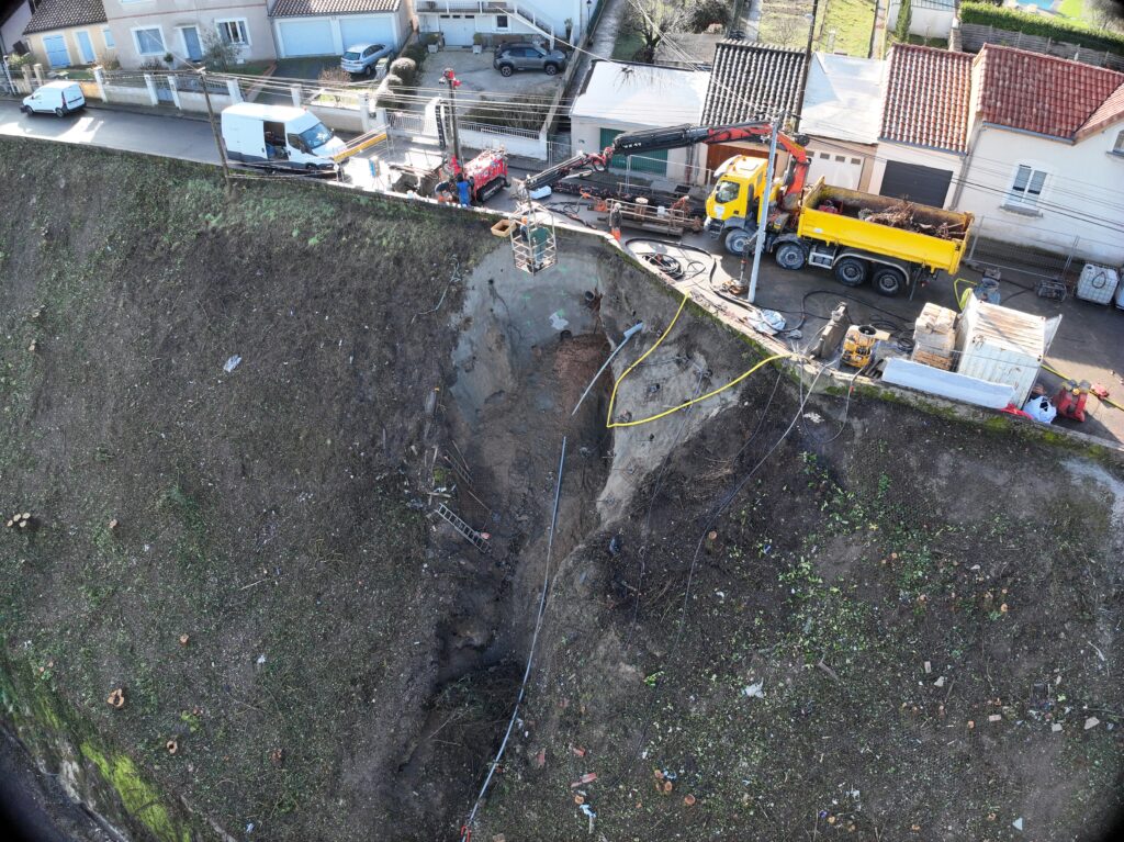 GEOFIT Rodez Intervention de GEOFIT Rodez après l'effondrement de la rue de gardès